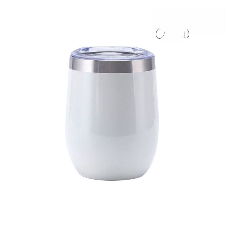 Stemless double-wall stainless steel insulated tumbler in a solid color finish with a clear press-on lid