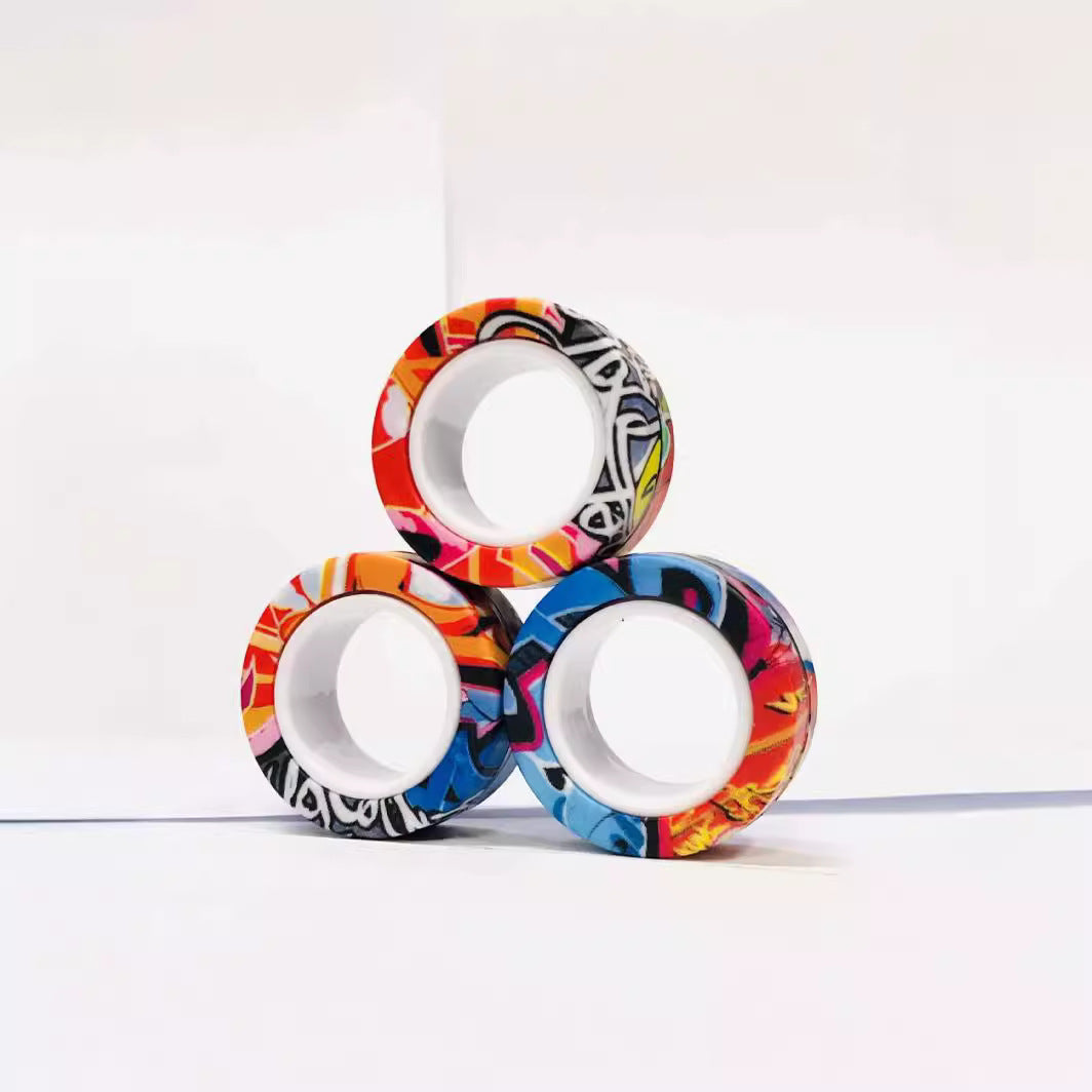 Side profile of stacked magnetic fidget rings