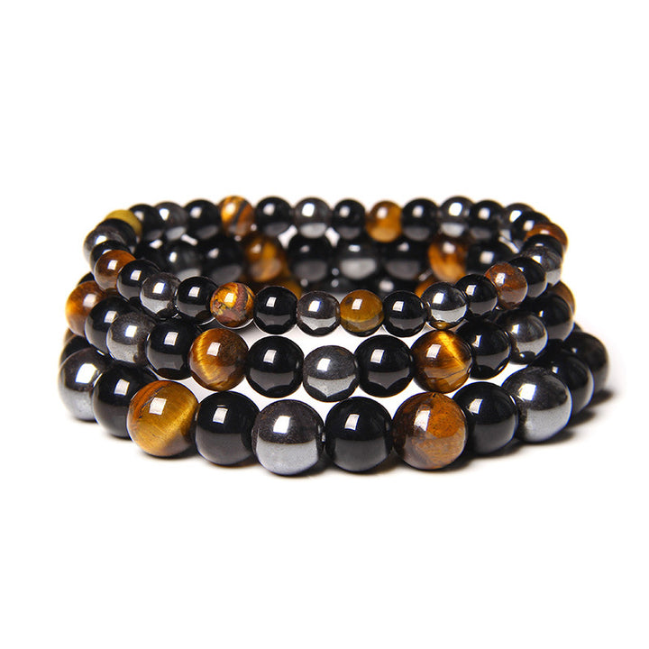 natural stone magnetic bracelet with tiger eye and hematite beads