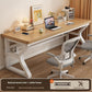 Light natural wood top desk with a white frame and a white chair, White Frame Natural Wood, 80x60x75cm