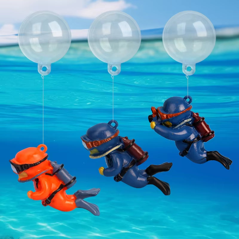 Cartoon Fish Tanks Decor Mini Diver Simulated Floating Mermaid Aquarium Fish Tank Decoration Kiki Pendant Aquarium Accessories