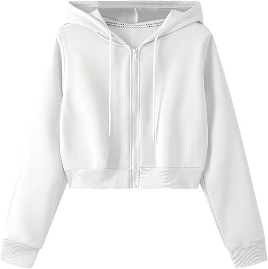 Cropped zip hoodie with a full front zip and ribbed hem