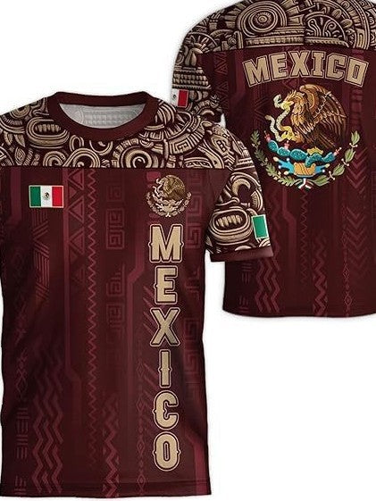 Mexico 2026 short sleeve football jersey front with flag print