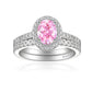 S925 Sterling Silver Pink Simulated Diamond Ring