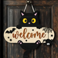 Halloween wooden sign printed with a seasonal design, square hanging plaque for a door or wall