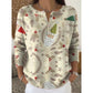 Christmas Tree Print Long Sleeve Henley Knit Top