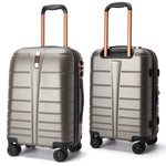 Three piece luggage set front view showing all three case sizes