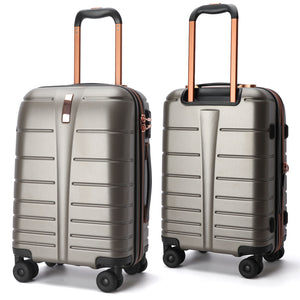 Three piece luggage set front view showing all three case sizes