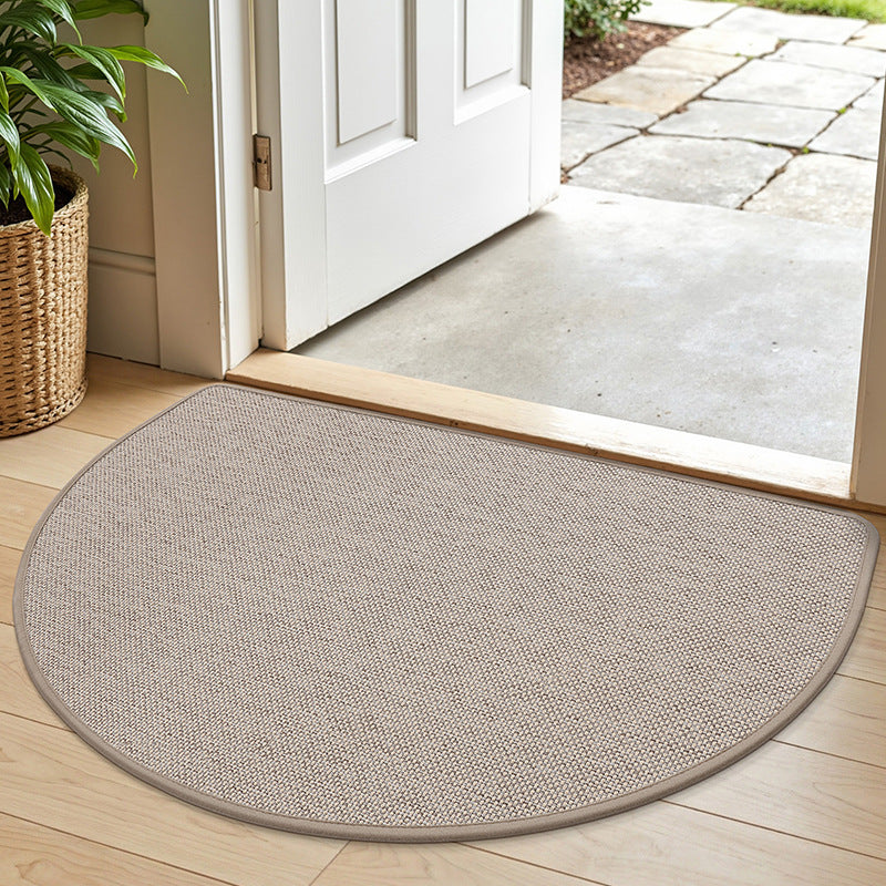 Detail of the pressed bound edge wrapping a semi circular polyester door mat