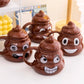 Four brown poop emoji ceramic mugs including a dollar sign get rich face, each with a pointed lid