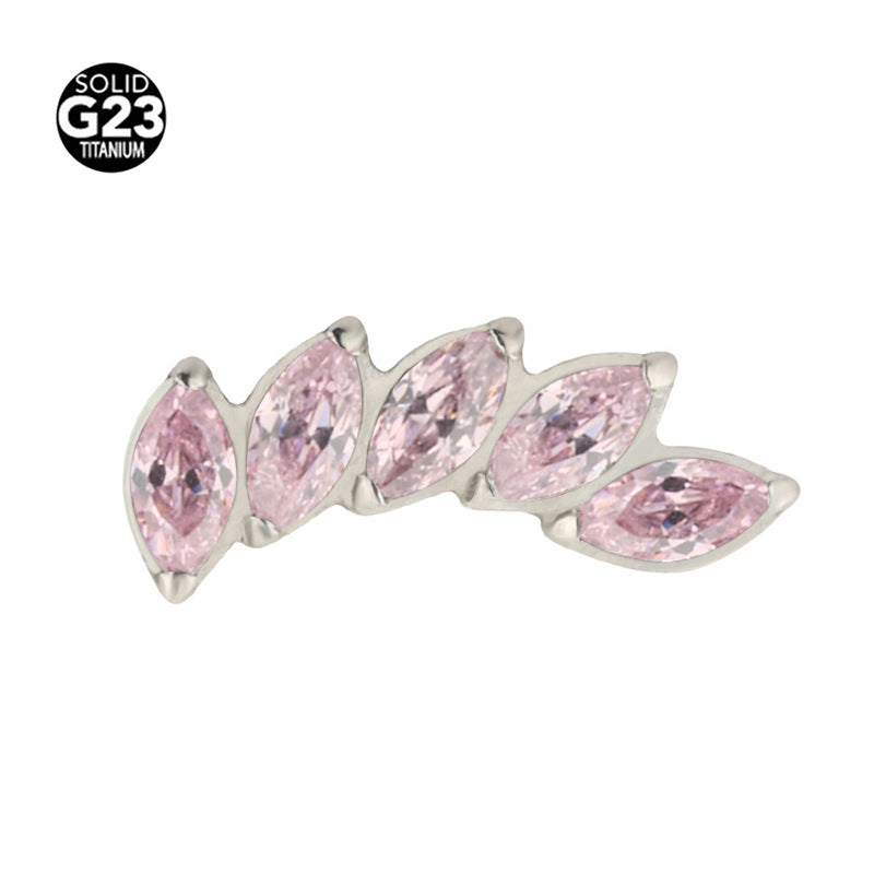 Colour chart of marquise zircon tops for a titanium curved piercing stud