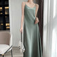 Triacetate Suspender Midi Dress | side profile angle shot