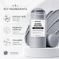Alaska Volcano clay stick with key ingredients glycolic acid, probiotic complex and collagen listed beside the stick