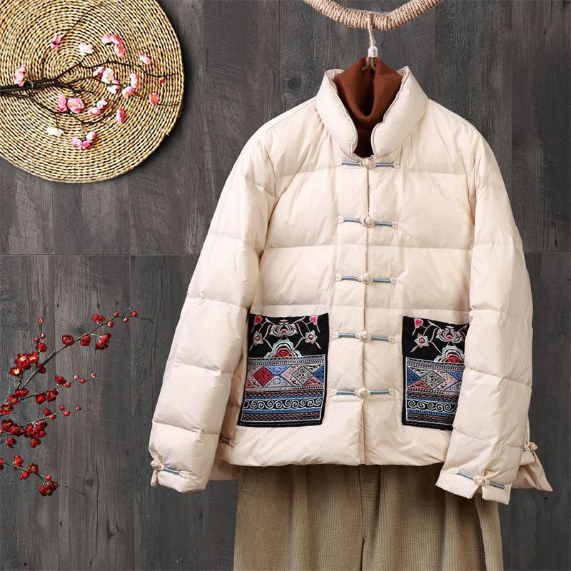 Womens down puffer jacket shown in a bold solid colorway