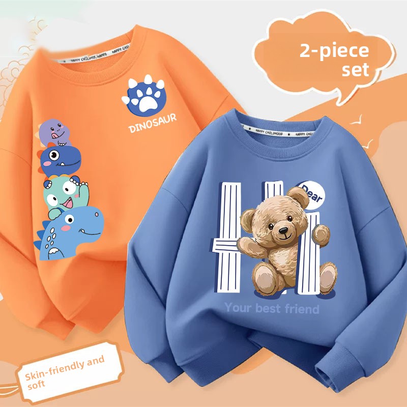 Boys white pullover sweatshirt with a Gift of the Ocean slogan print for spring and autumn