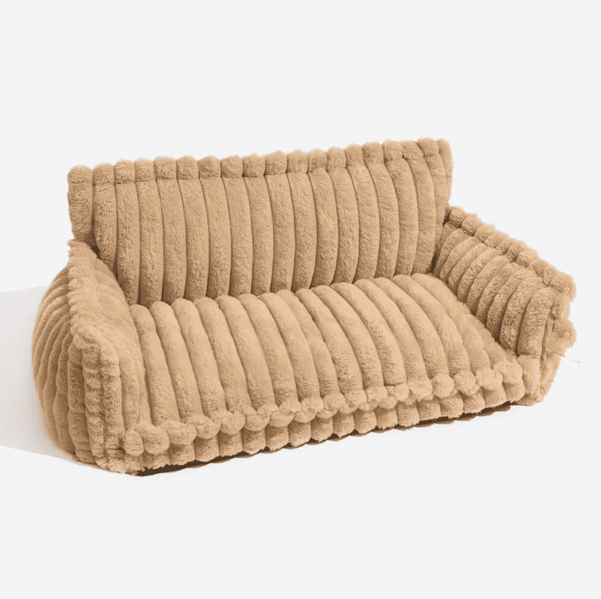 Sofa style plush pet bed with a raised bolster on three sides and a loose cushion, for cats and dogs