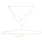 Flat lay of the pearl drop body chain with chain, clasp and extender