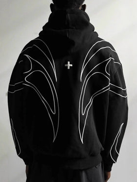 Retro Embroidered Zip Up Hoodie