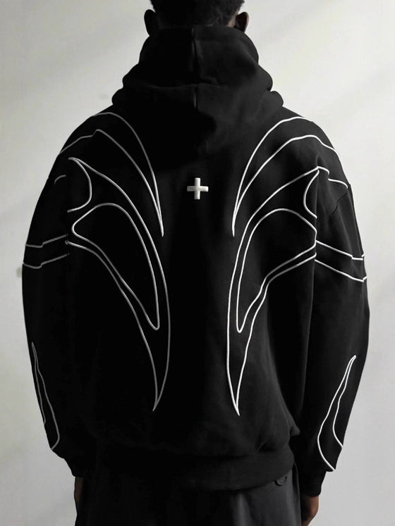 Retro Embroidered Zip Up Hoodie