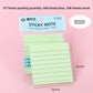 Four colour set of lined sticky note pads stacked together on a study desk