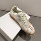 Leather Lace-Up Flat Sneakers