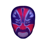 Full color LED face changing mask showing a red and white painted face pattern on a white background