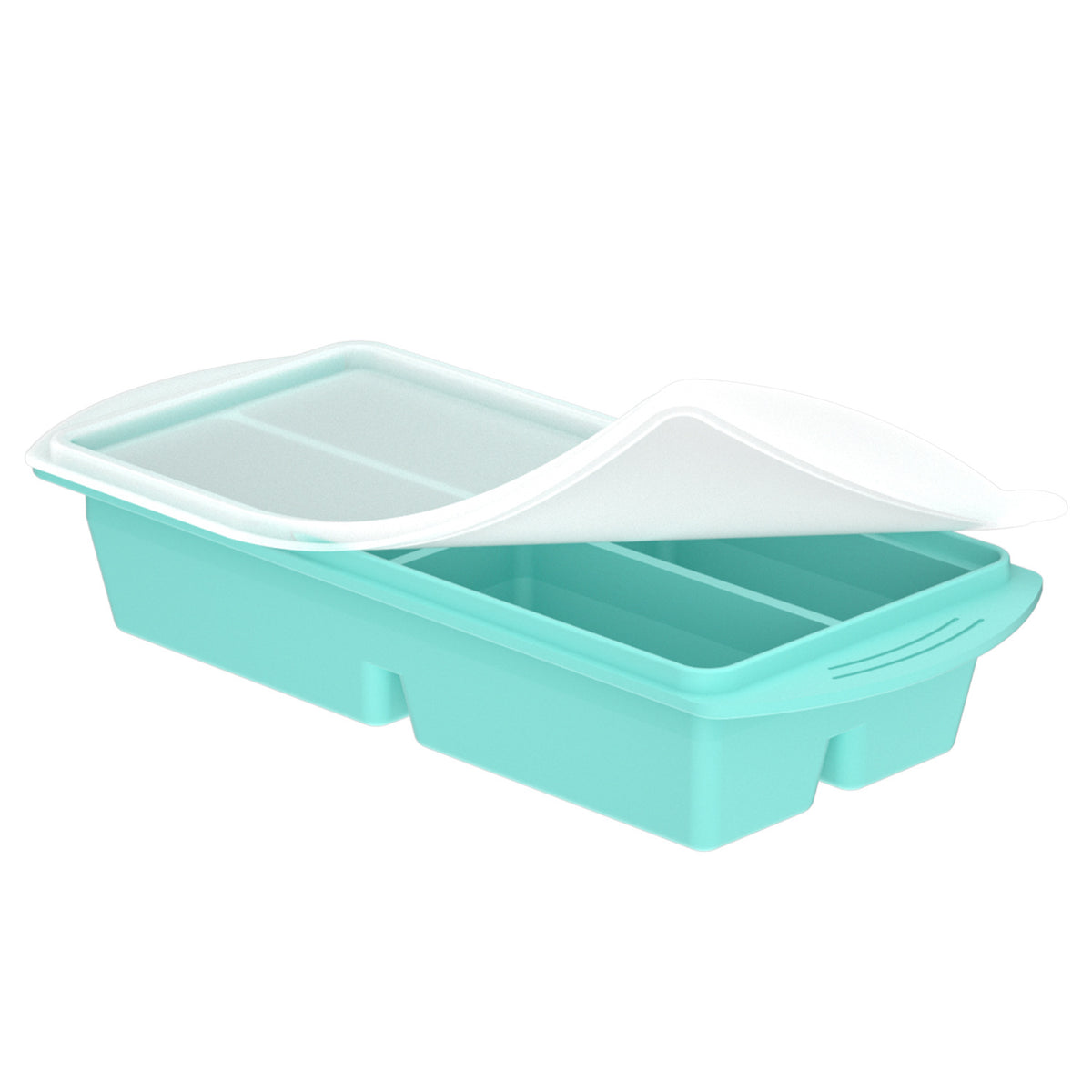 Flexible platinum silicone ice cube tray with a sealing lid for frozen broth and baby food