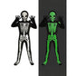Black skeleton jumpsuit with a skull hood and gloves, glowing green, Fine eyebrows option, 140cm