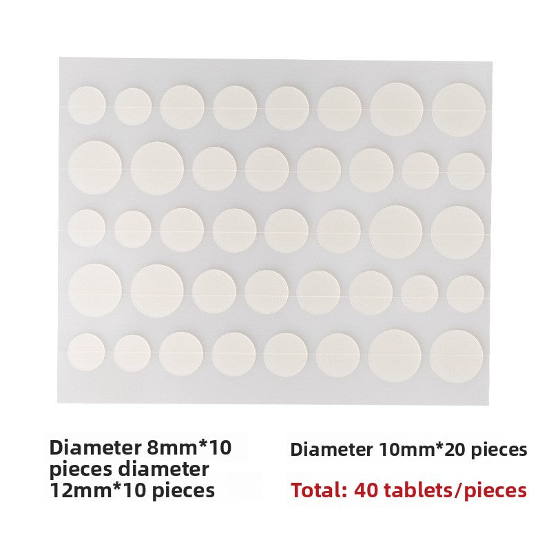 Sheet of forty hydrocolloid discs mixing eight, ten and twelve millimetre diameters