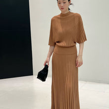 Womens Long Ribbed Wool Blend High Waist Skirt