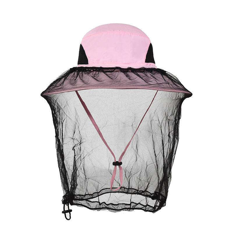 Bug net sun hat with the mesh net tucked into the brim, product view