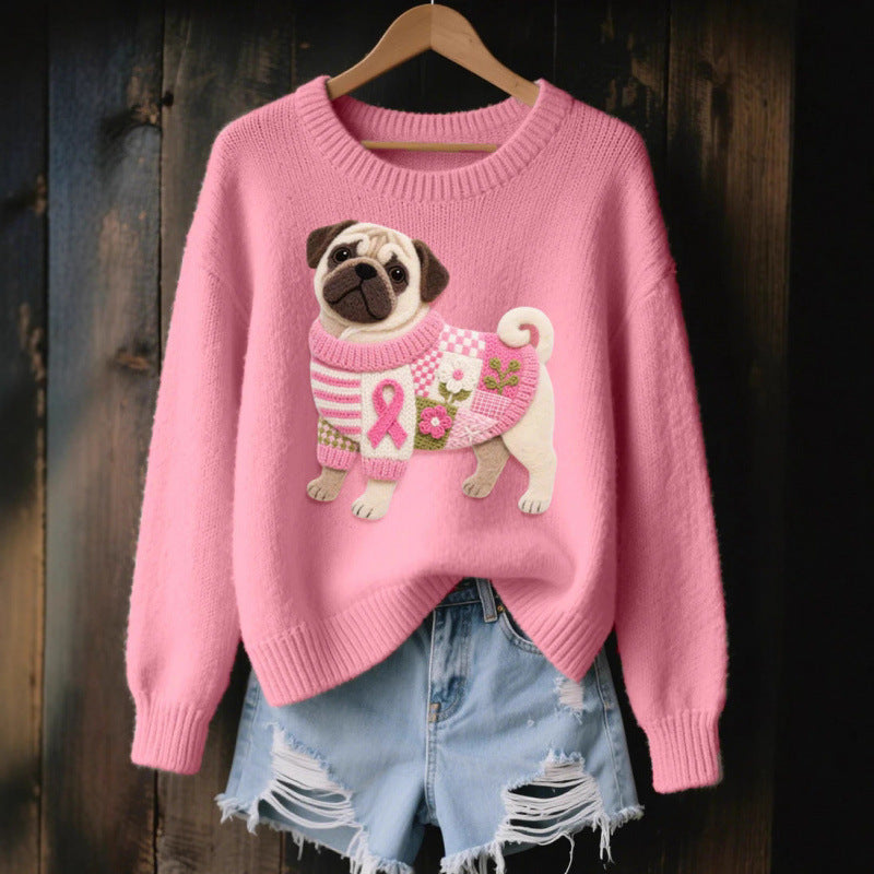 Womens 3D print knit look pullover tops shown in ten animal motif designs, product photo