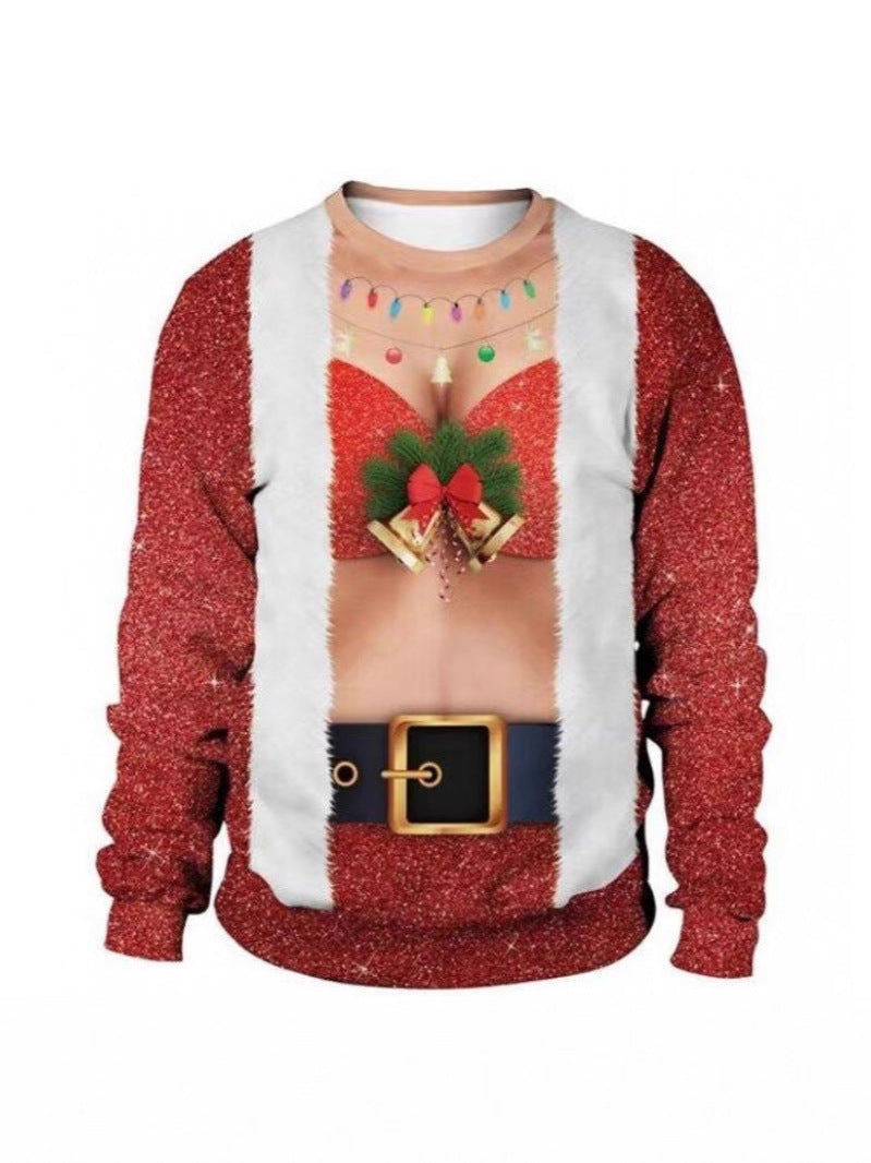 Novelty men's sweatshirt with a bright full sublimation joke print and a ribbed round neck
