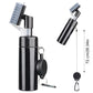 Magnetic clasp golf club cleaning brush with a refillable spray bottle