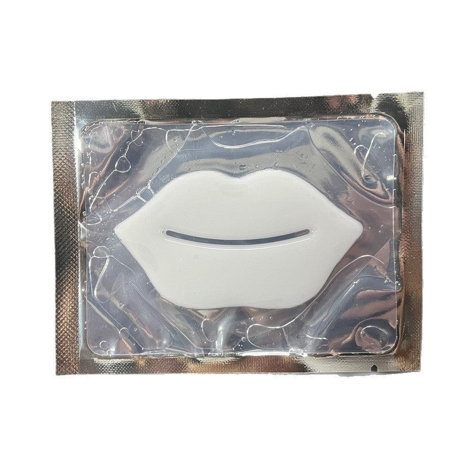 White hydrogel jelly lip mask patch sealed in a foil sachet