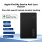 Hand holding the slim black Find My card tracker at credit card size