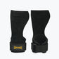 Suede cowhide leather gym hand grips with a padded wrist strap