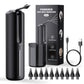 Compact black W60 ear wash cleaner with 250 ml tank, ten soft nozzle tips and USB-C cable