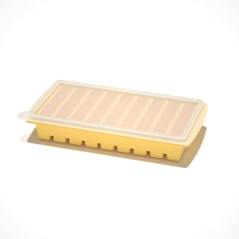 Flexible platinum silicone ice cube tray in a square mould for the home freezer