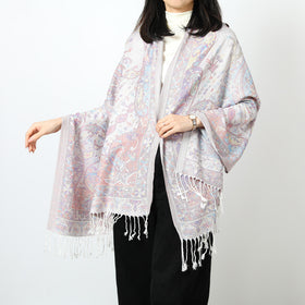 Womens Paisley Jacquard Scarf Shawl with Tassel Fringe