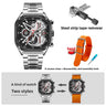 Steel Case Black DialOrange Canvas Strap