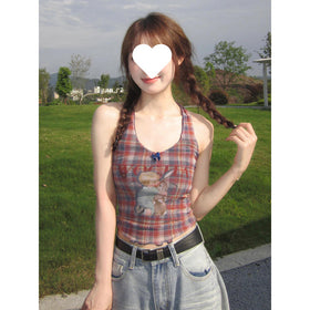 Womens Plaid Halter Camisole