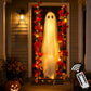 Translucent glittered ghost body glowing from within between two maple leaf rope lines