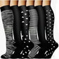 Knee high graduated compression socks shown as an assorted colour and print pack