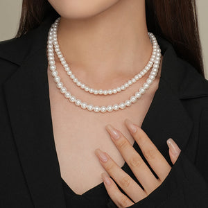 S925 Sterling Silver Round Bead Necklace | side profile detail close up