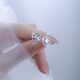 Saturn Moonstone Look Planet Earrings