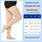 Beige and black plus size compression socks shown together across leg lengths