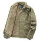 Close view of the polyester sherpa fleece lining inside a mens cotton jacket