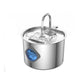 Faucet spout stainless steel pet water fountain with a rhombus shaped blue water level window
