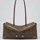 Olive khaki croc embossed shoulder bag with gold ball studs, Stone pattern light coffee option